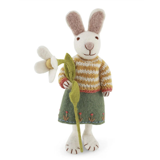 White Girly Bunny | Skirt & Snowdrop | Filz-Figur
