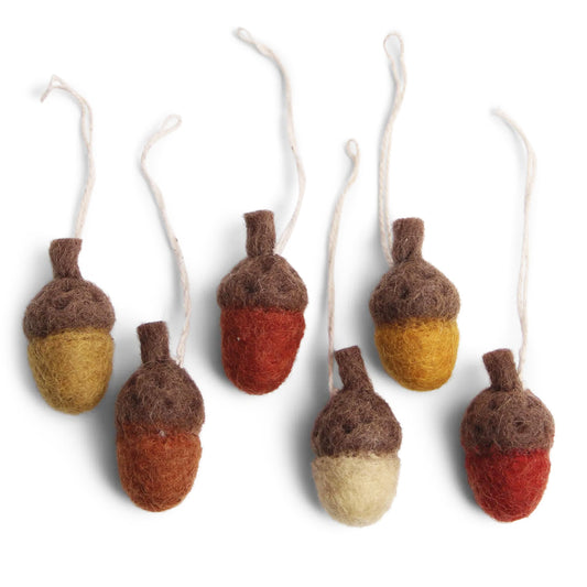 Rusty Red Acorns | 6er Set | Gry & Sif | Filz-Anhänger
