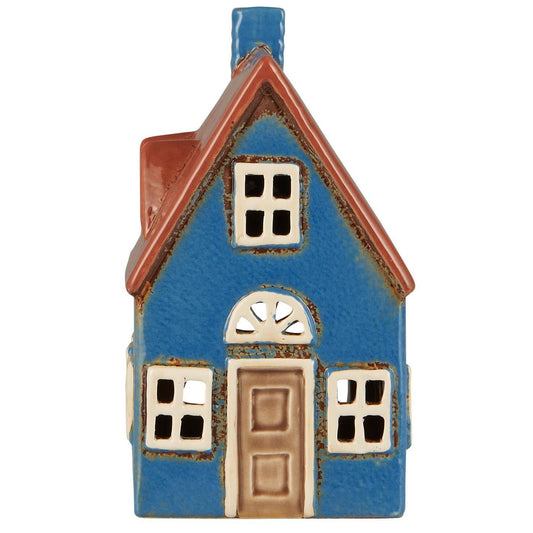 Nyhavn | Ib Laursen | Teelichthaus | blau mit brauner Tür