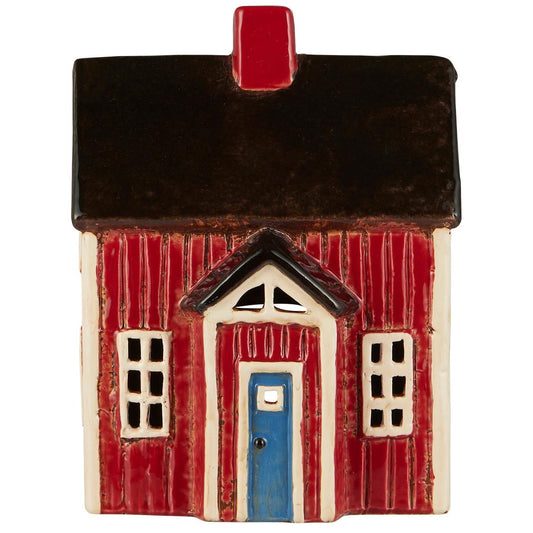 Visby | Ib Laursen | Teelichthaus | rot mit blauer Tür