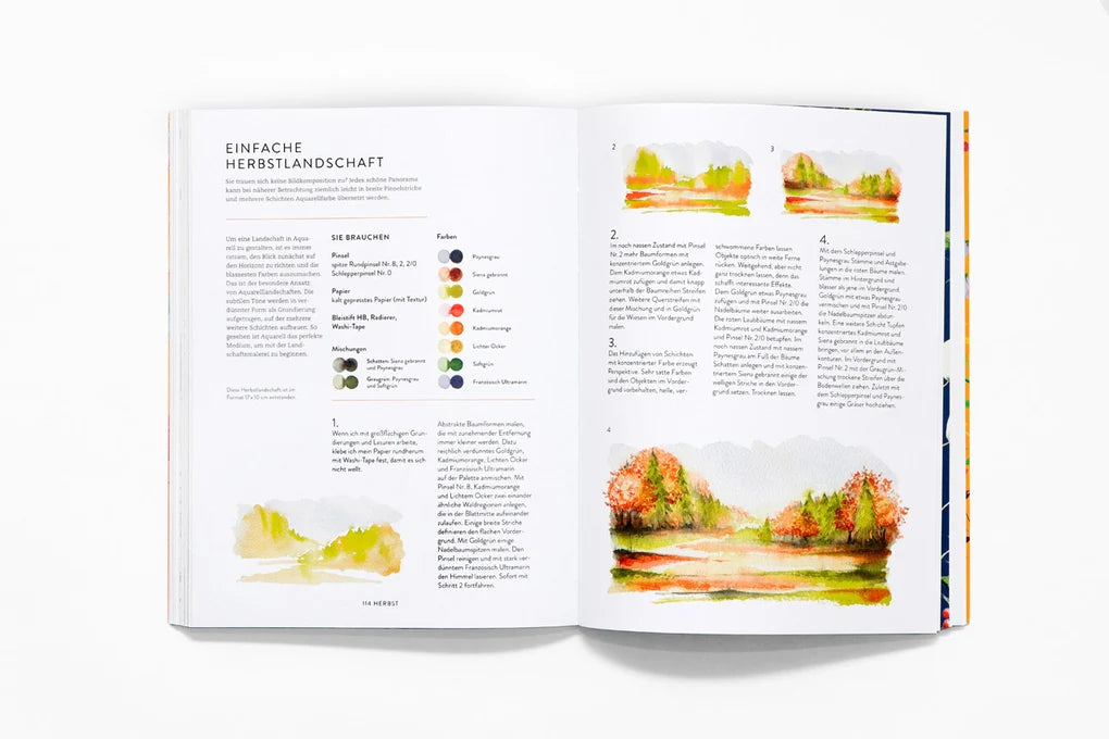Die Jahreszeiten in Aquarellen | Kreativbuch