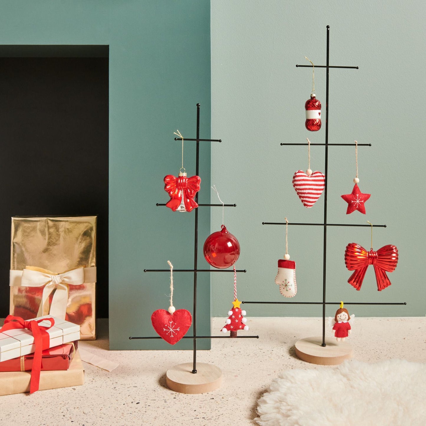 Filzstern mit Stickerei Rot | Filzanhänger