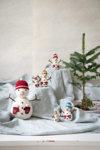 Snowmen with Knitted Hat| Filz-Schneemann Set