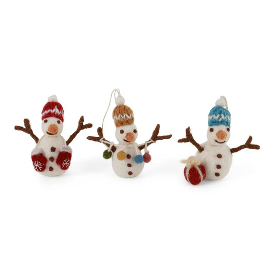 Snowmen with Knitted Hat| Filz-Schneemann Set