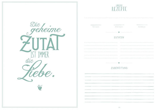 Unsere liebsten Rezepte | Einschreibbuch für Paare