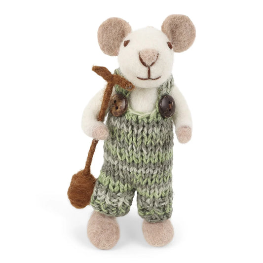 White Mouse with Spade | Filz-Anhänger